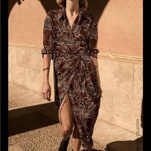 Zara printed wrap dress
